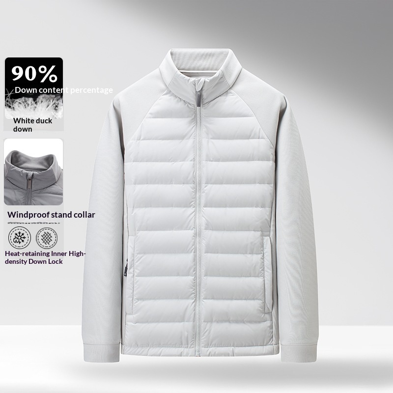 Mens Stand-Up Collar Patchwork Lightweight & Warm Down Jacket