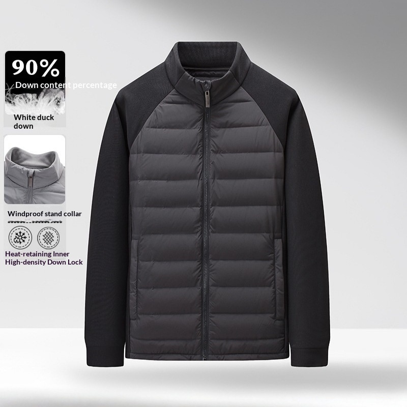 Mens Stand-Up Collar Patchwork Lightweight & Warm Down Jacket