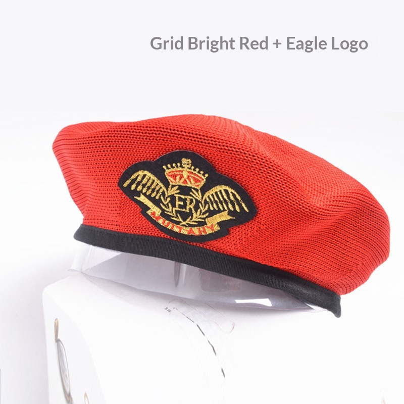 Childrens Star-themed Performance Beret Red Security Uniform Sailor Dance Cap Equestrian Hat