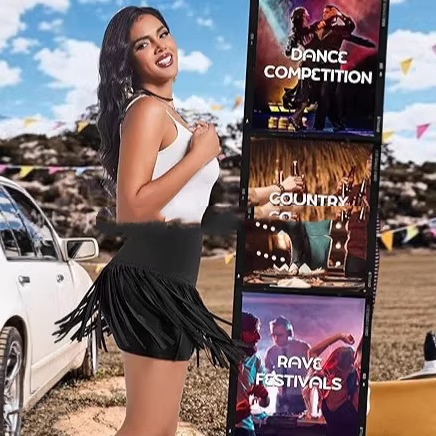 Womens Western Cowboy Fringe Skirt For Country Concerts