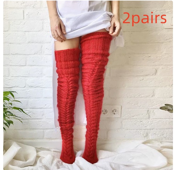 Women's Solid Color Over-the-knee Wool Foot Warmer Stockings