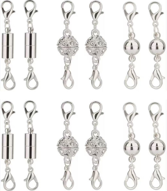 Fermoir magnétique cylindrique à billes en alliage, style simple – set de 12 pièces