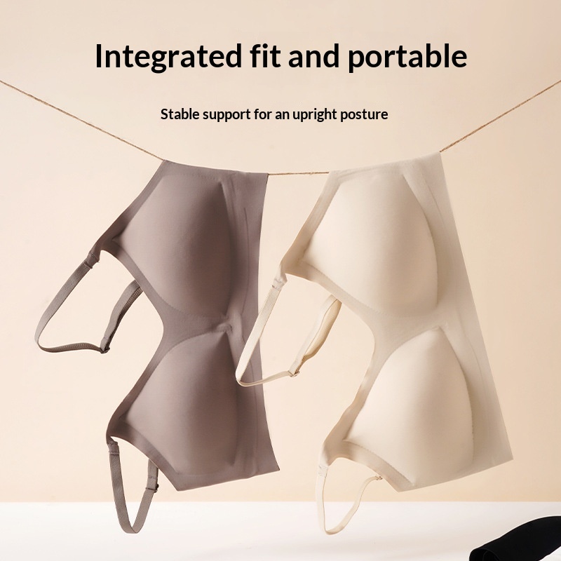Ice-silk Jelly Seamless Push-up Bra With Semi-fixed Cups Thin And Breathable For Summer