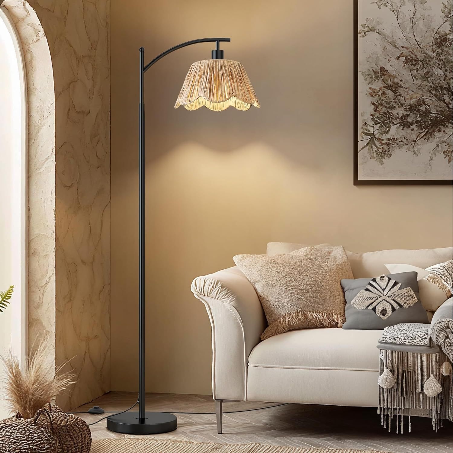 Boho Rattan Floor Lamp