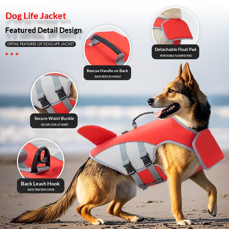 Dog Swimwear With Anti-choking Design And Towable Buoyancy
