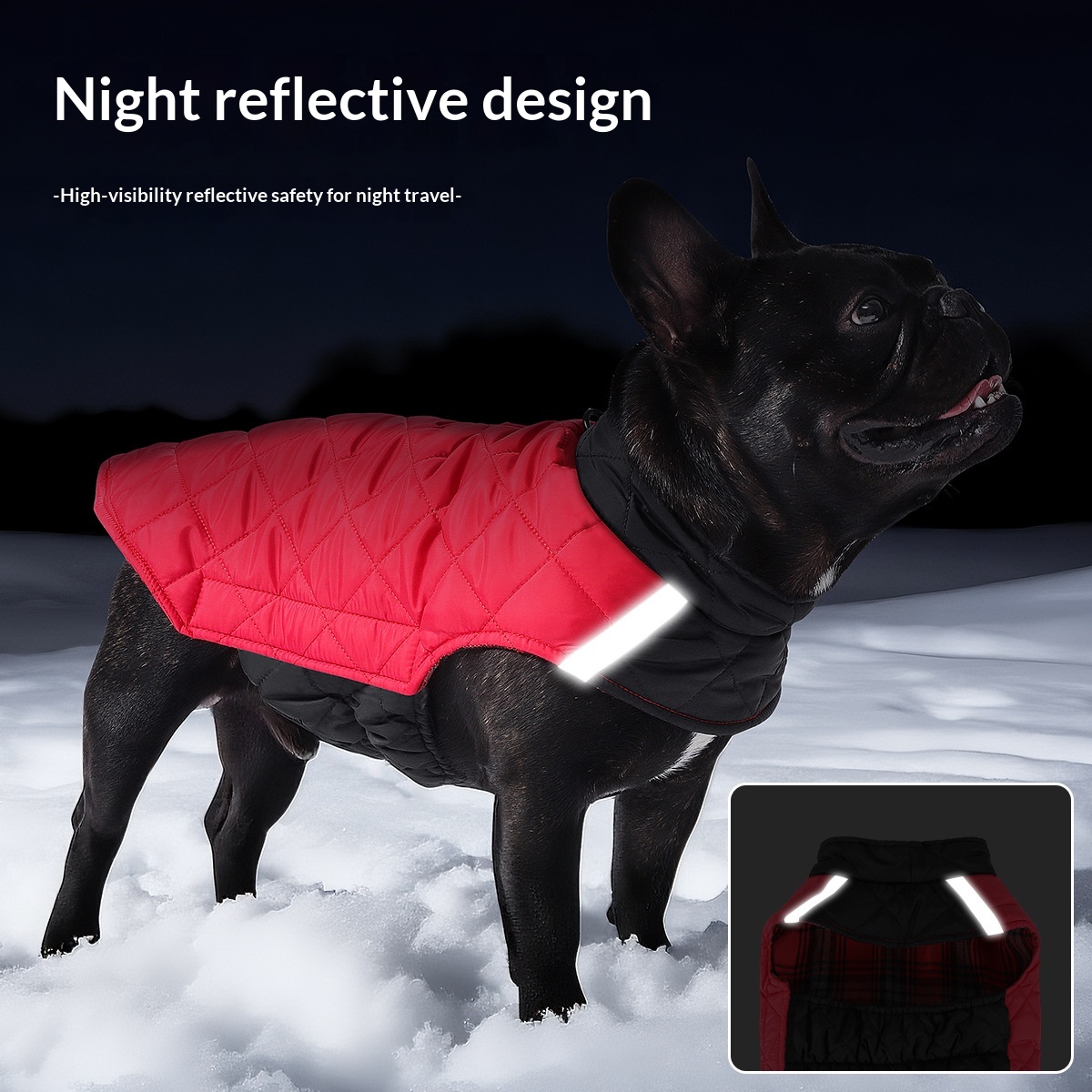 Dog Clothes For FallWinter Double-Sided Pet Apparel Reflective Plaid Dog Vest Pet Dog Clothing