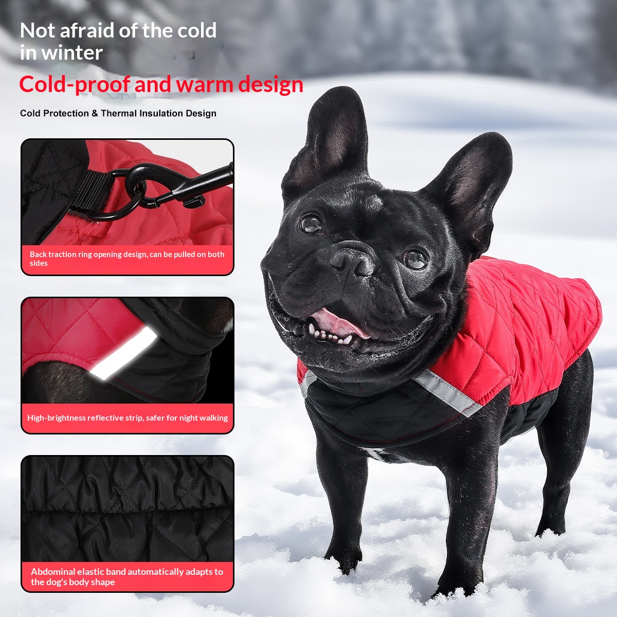 Dog Clothes For FallWinter Double-Sided Pet Apparel Reflective Plaid Dog Vest Pet Dog Clothing