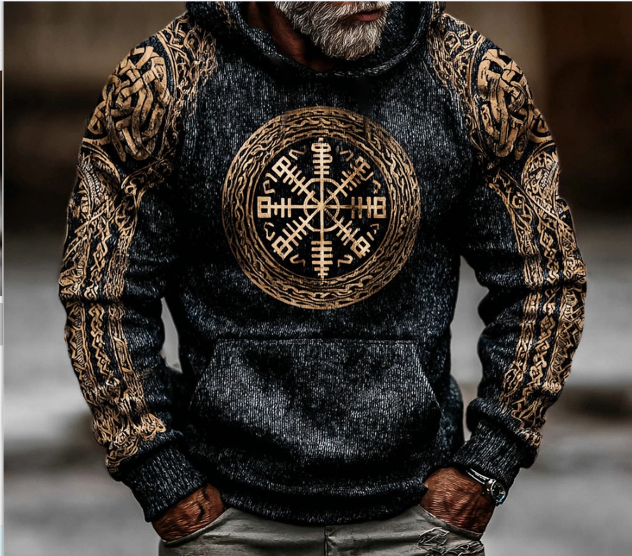 Womens European And American-Style AutumnWinter Printed Hoodie With Graphic Print