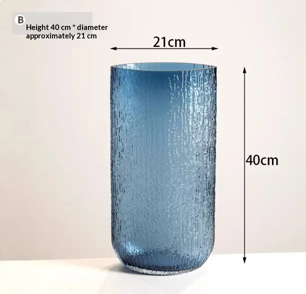 High-end Hydroponic Flower Vase In Flat Glass With A Black Bark-like Texture