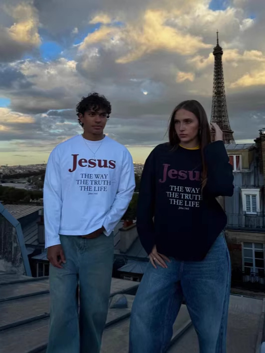 Jesus Is The Way HoodieT-Shirt With A Crew Neck And Long Sleeves