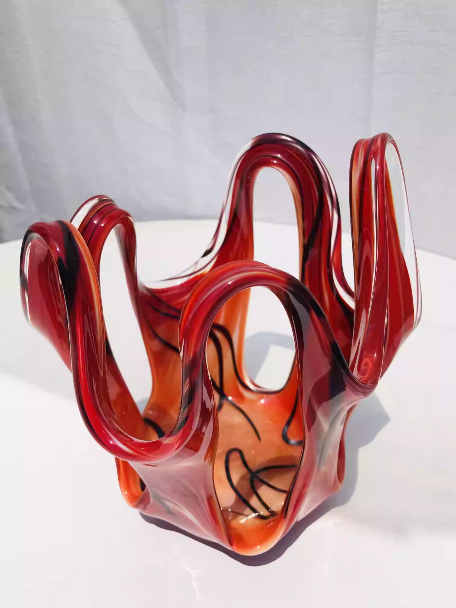Red Glass Candle Holder, picture 4 of 4