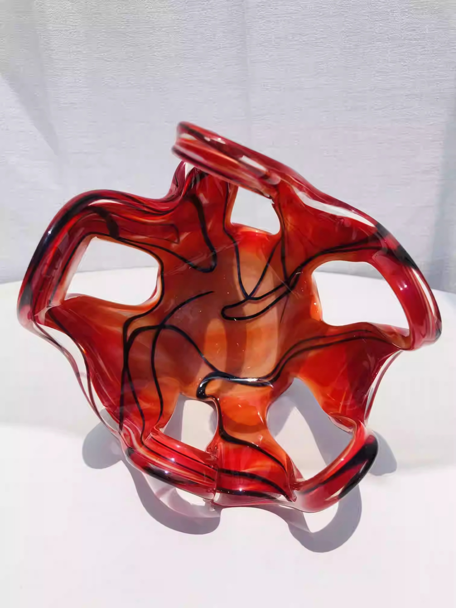 Red Glass Candle Holder