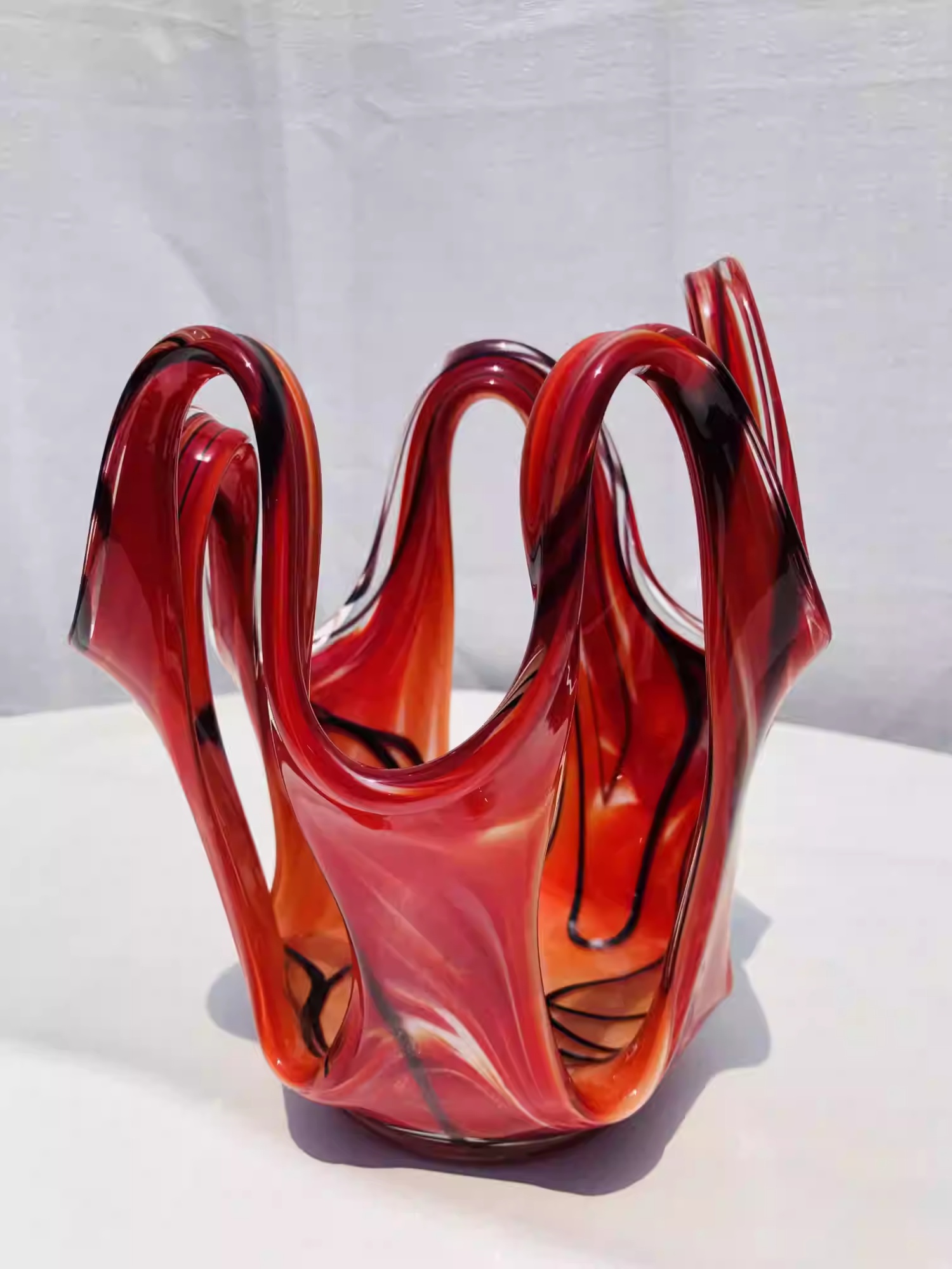 Red Glass Candle Holder, picture 3 of 4