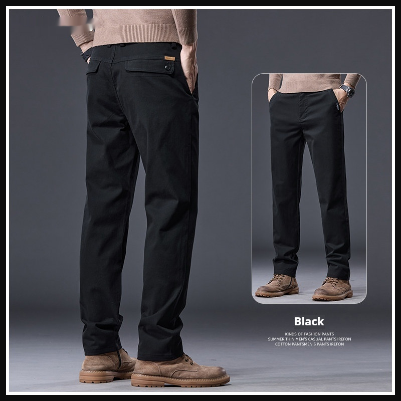 Relaxed-fit Pure Cotton Stretchy Straight-leg Mens Casual Pants
