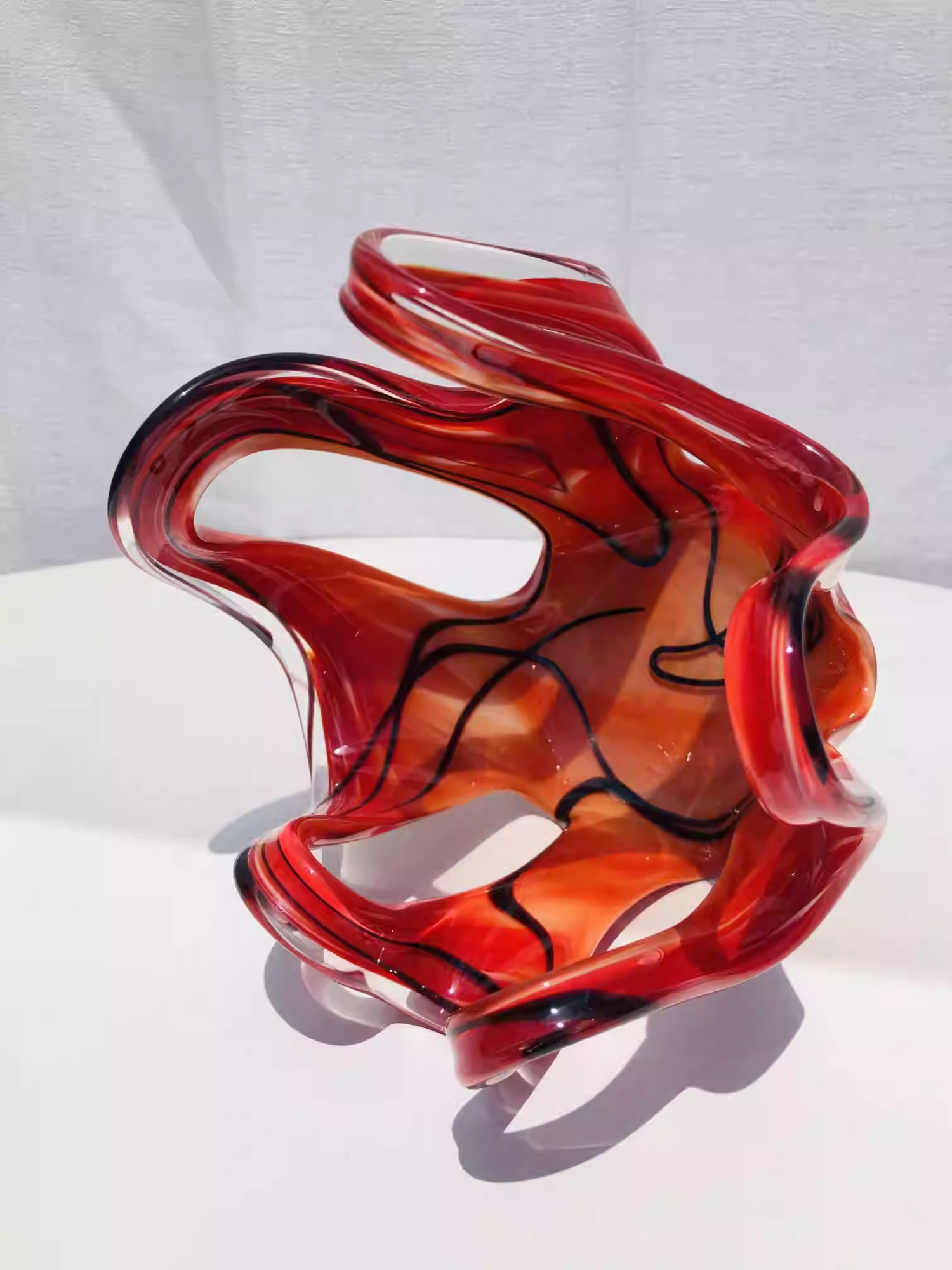 Red Glass Candle Holder, picture 2 of 4