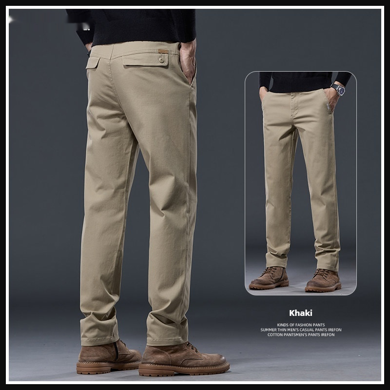 Relaxed-fit Pure Cotton Stretchy Straight-leg Mens Casual Pants