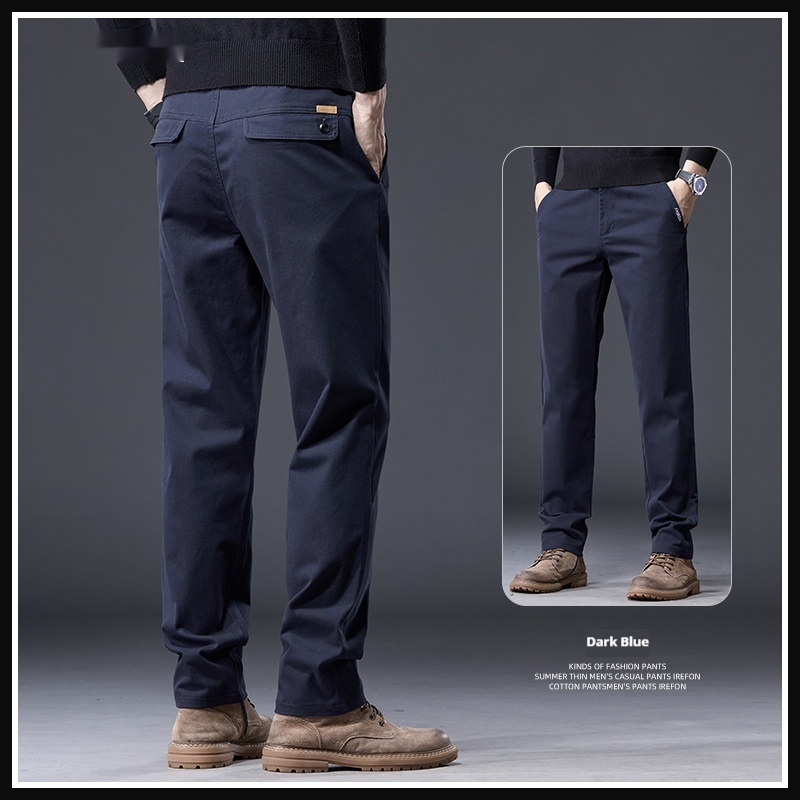 Relaxed-fit Pure Cotton Stretchy Straight-leg Mens Casual Pants