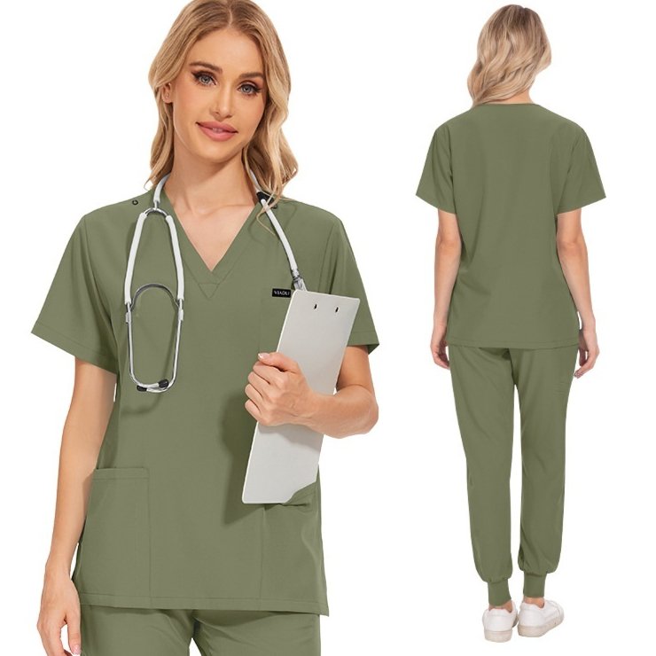 Mint-green Short-sleeve Nurse Jogging Workwear
