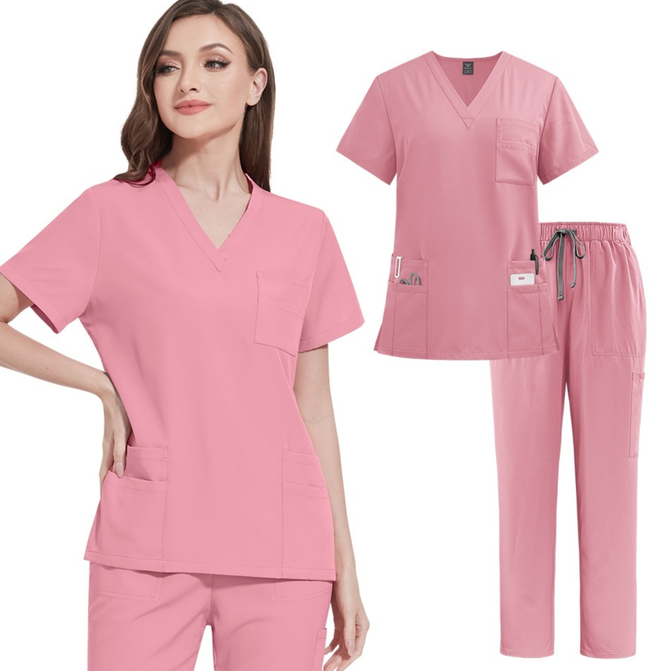Multi-color Nurse Uniform Set Top And Pants Two-piece Outfit For Women