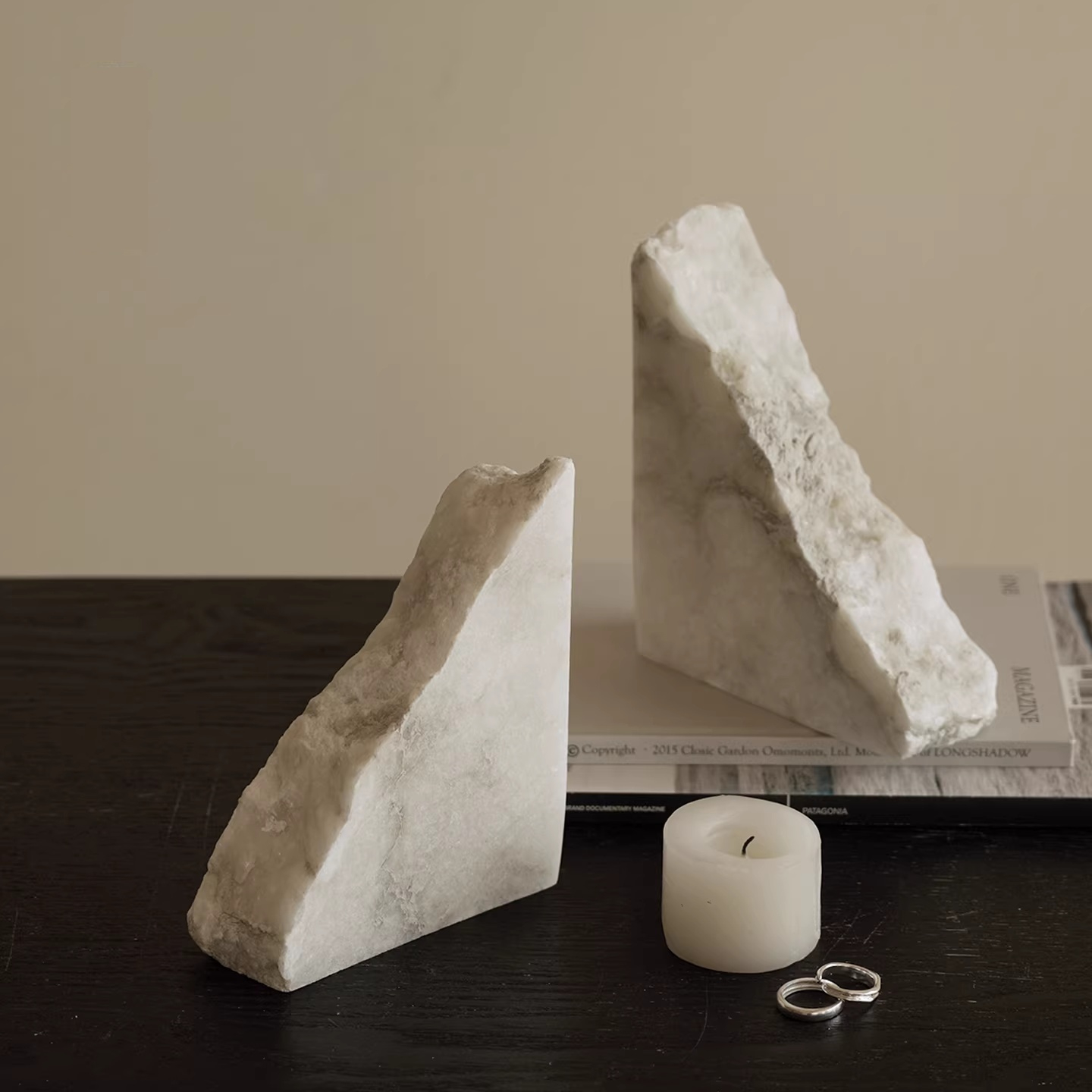 Sleek Modern Marble Triangular Bookend Decoration