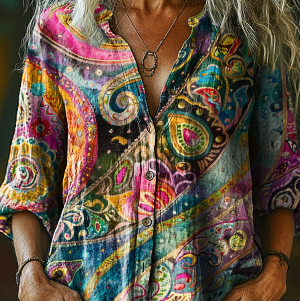 Loose-fitting Digital-print Cardigan Summer Casual Shirt