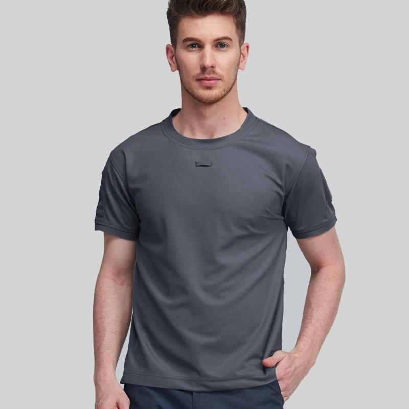 Tech Fabric Springsummer T-shirt For Outdoor Sports Mens Crew-neck Short-sleeve Quick-drying Top