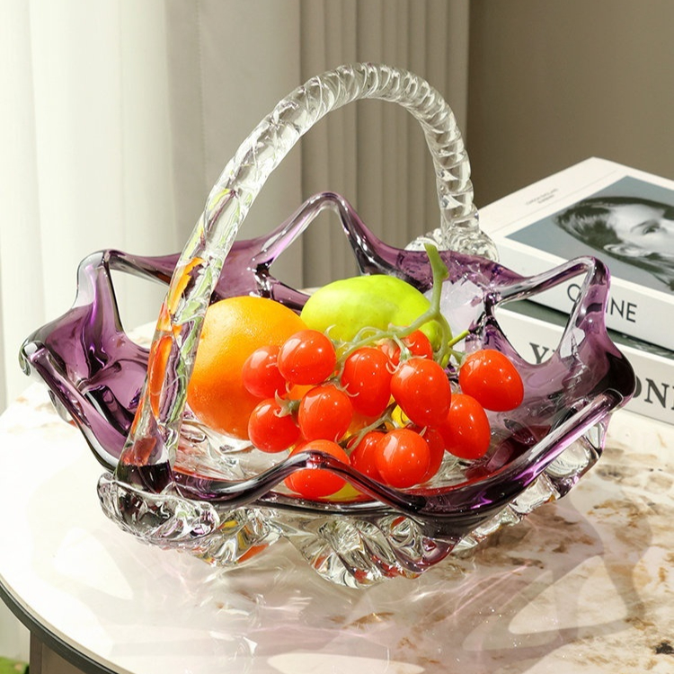 Modern Light-luxury Minimalist Purple Glass Fruit Bowl With A High-end Eye-catching Design