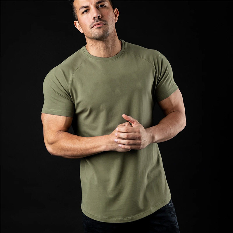 Tech Fabric Springsummer T-shirt For Outdoor Sports Mens Crew-neck Short-sleeve Quick-drying Top