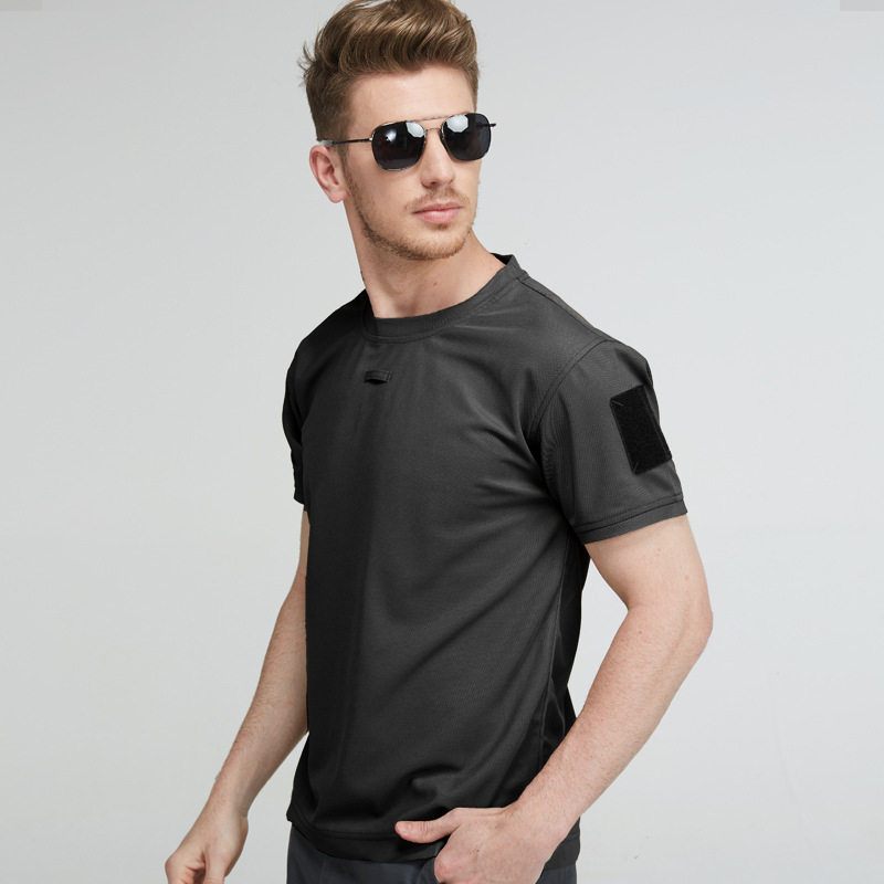 Tech Fabric Springsummer T-shirt For Outdoor Sports Mens Crew-neck Short-sleeve Quick-drying Top