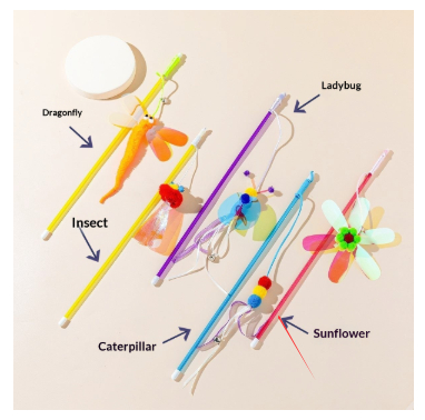 Cat Teaser Wand Toy With Shiny, Reflective Plastic Pieces