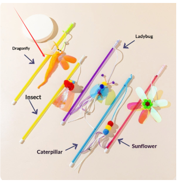 Cat Teaser Wand Toy With Shiny, Reflective Plastic Pieces