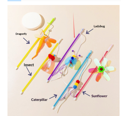 Cat Teaser Wand Toy With Shiny, Reflective Plastic Pieces