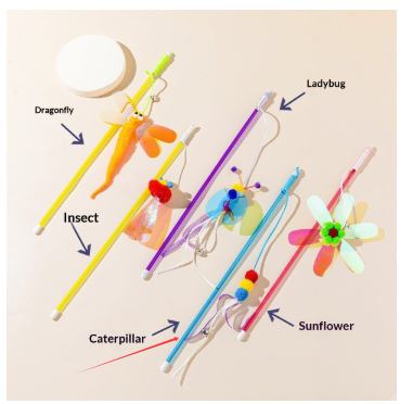 Cat Teaser Wand Toy With Shiny, Reflective Plastic Pieces