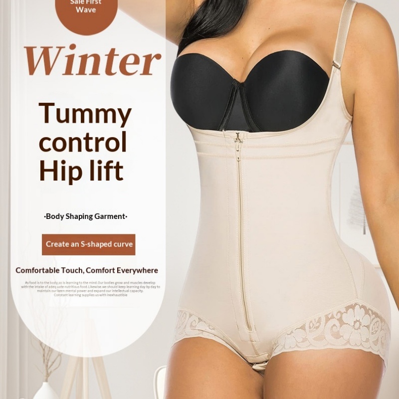 Body-shaping One-piece Shapewear With A Triangular Zipper