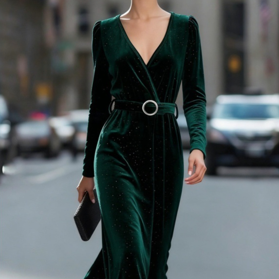 Women's Elegant French Sequin Velvet Dress