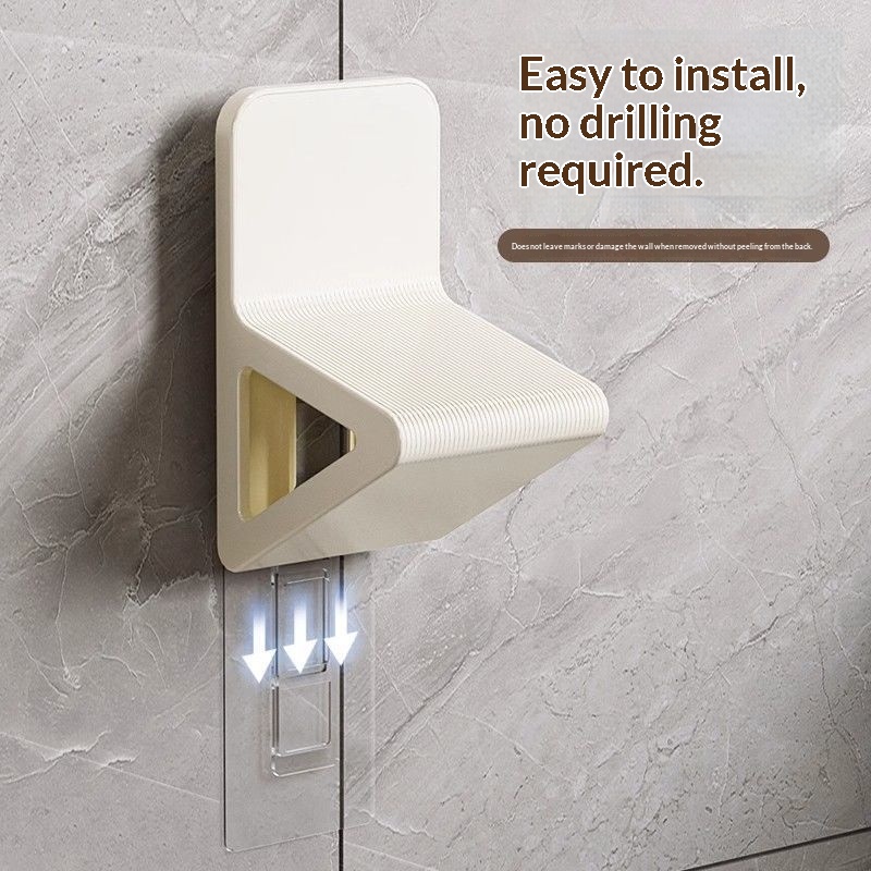 Shower Room Shoe-cleaning Step Stool, Wall-mounted And Drill-free For Convenient Use
