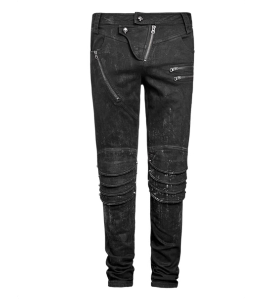 Mens Motorcycle Denim Jeans With Swinging Knee Design In Dune Steampunk Armor Style