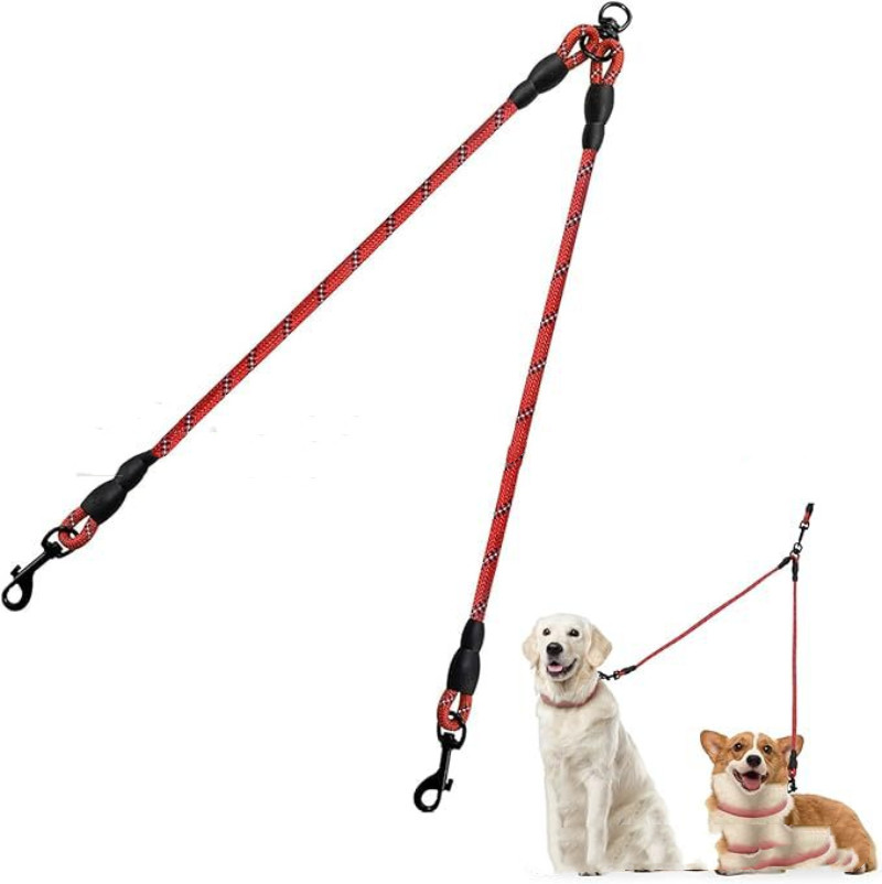 Dual Dog Leash With Tangle-free Design Ideal For Small And Medium-sized Dogs