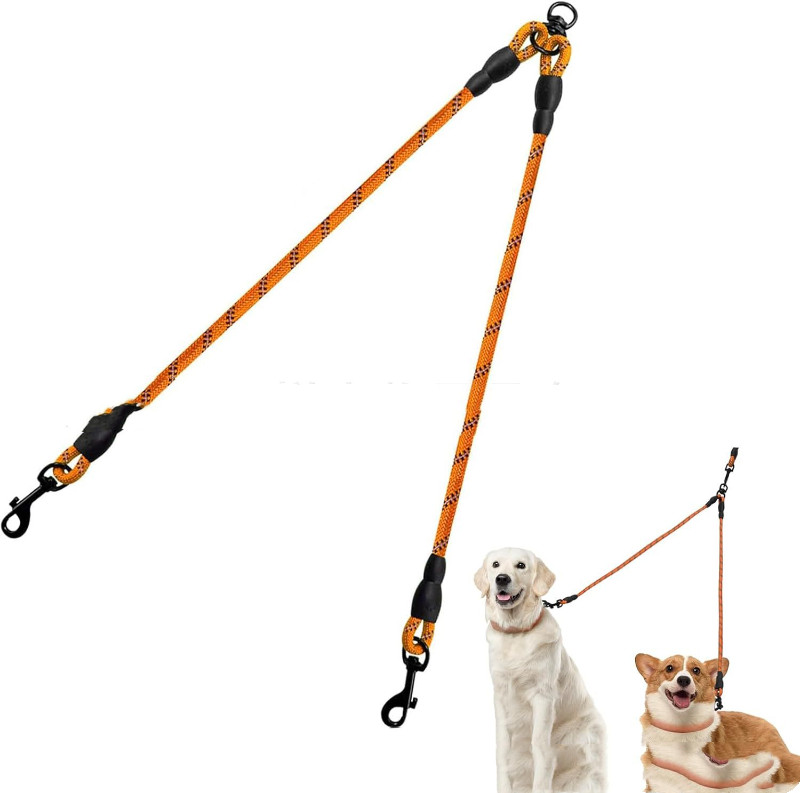 Dual Dog Leash With Tangle-free Design Ideal For Small And Medium-sized Dogs