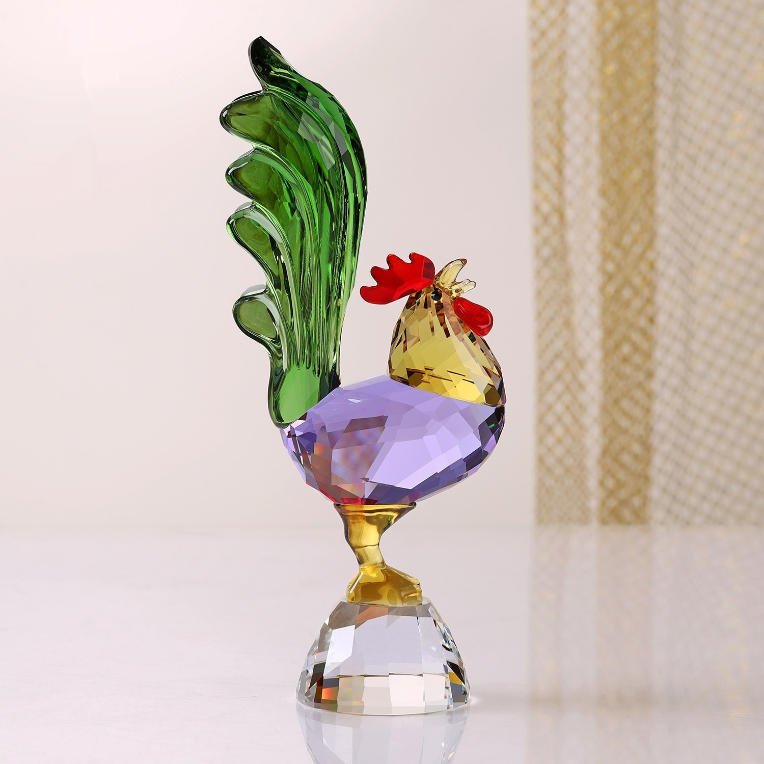 New Crystal Multi-Colored Rooster Craft For Dawn-Announcing
