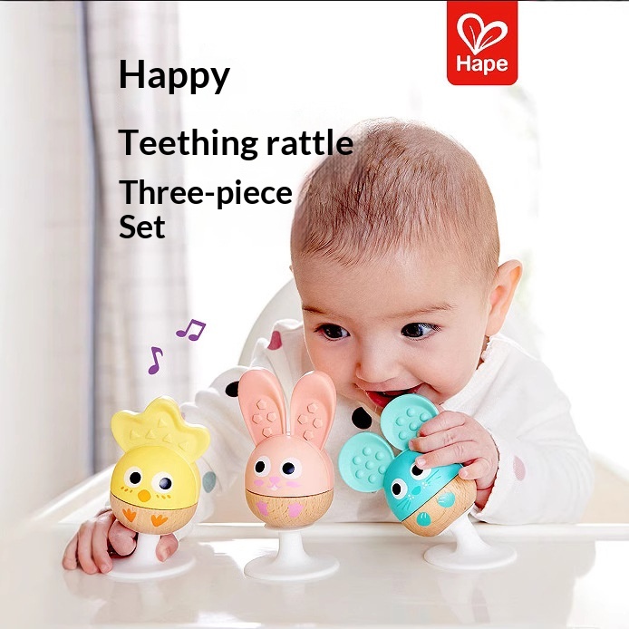 Happy Teething Rattle Baby Soothing Toy