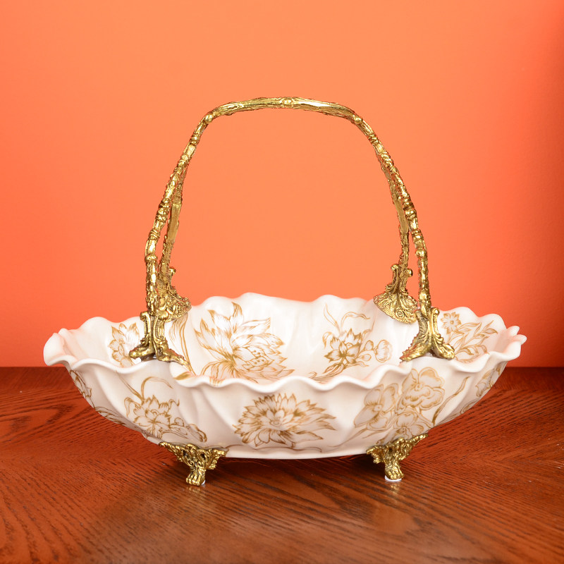 Classic Copper-and-ceramic Fruit Storage Basket A Creative Home Decor Piece