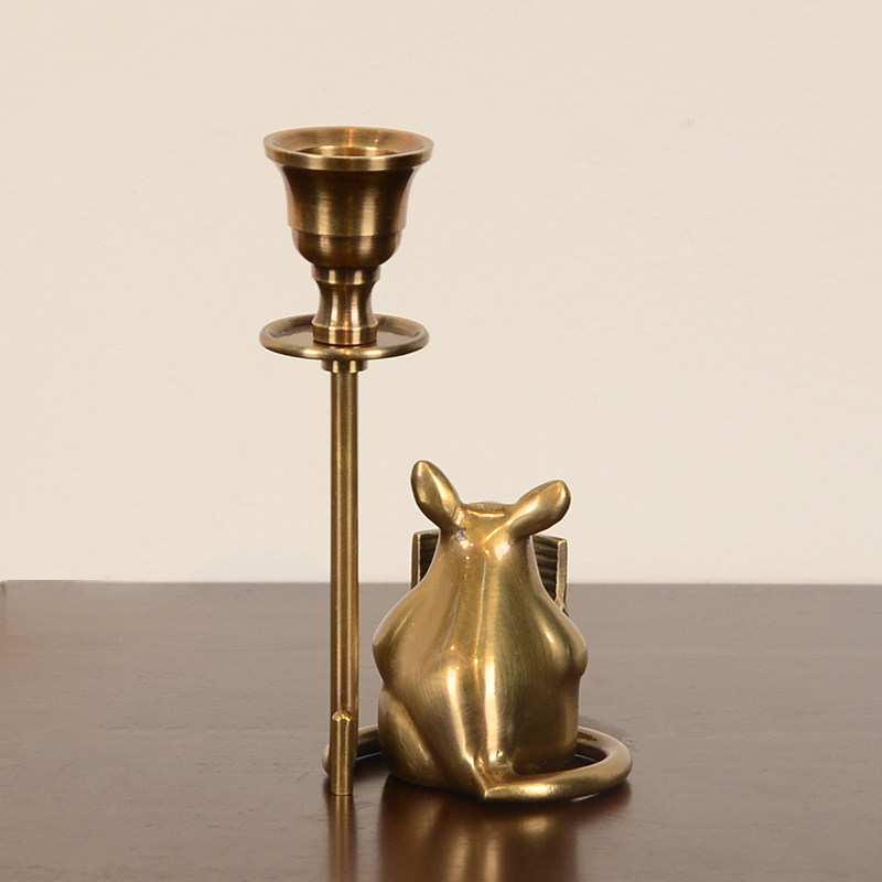 Brass Little Mouse Candle Holder Ornament Light Luxury Retro-Style Home Candle Holder For Decorative Use 6