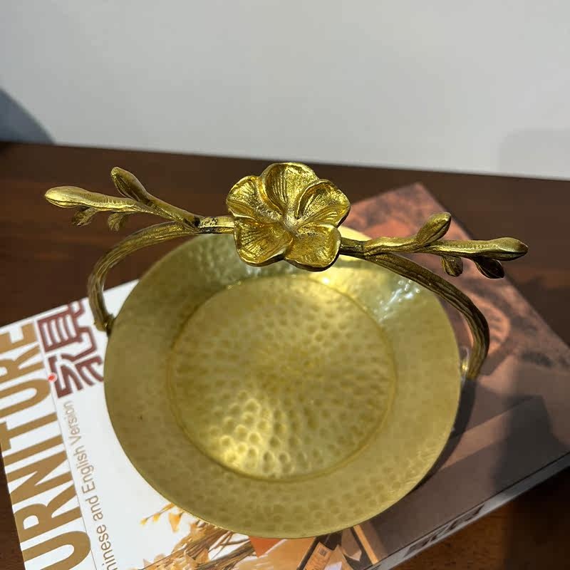 European-style Indian-imported Brass Plum Blossom And Butterfly Fruit Tray Ornament