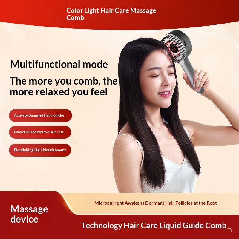 Hair Growth Comb Scalp Drug Delivery Massager With Red And Blue Light For Hair Loss Prevention And Hair Care