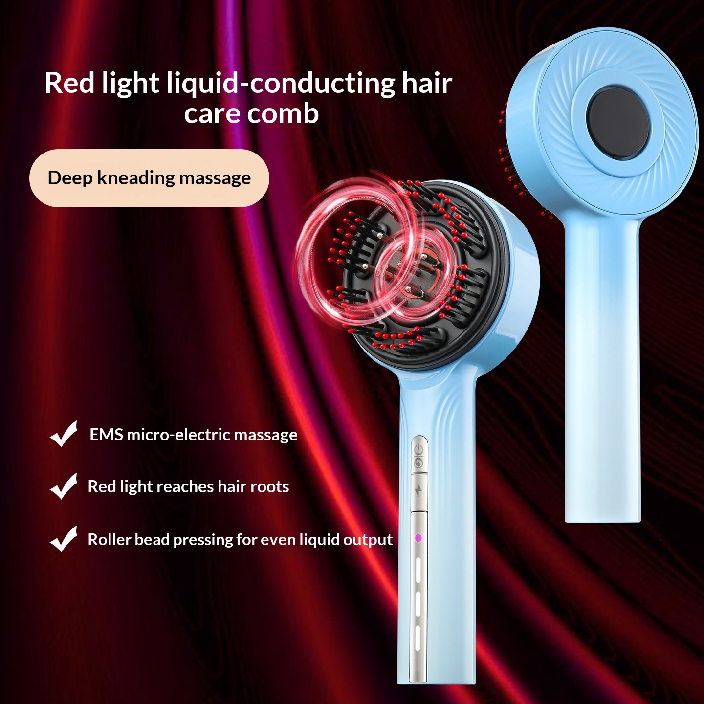 Hair Growth Comb Scalp Drug Delivery Massager With Red And Blue Light For Hair Loss Prevention And Hair Care