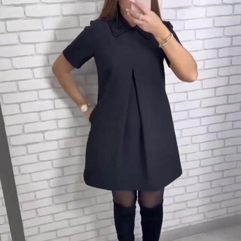 Womens Stylish Tailored Dress With A Lapel Collar