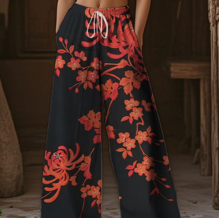 Casual Wide-leg Athletic Pants For Street Style In Europe And The US