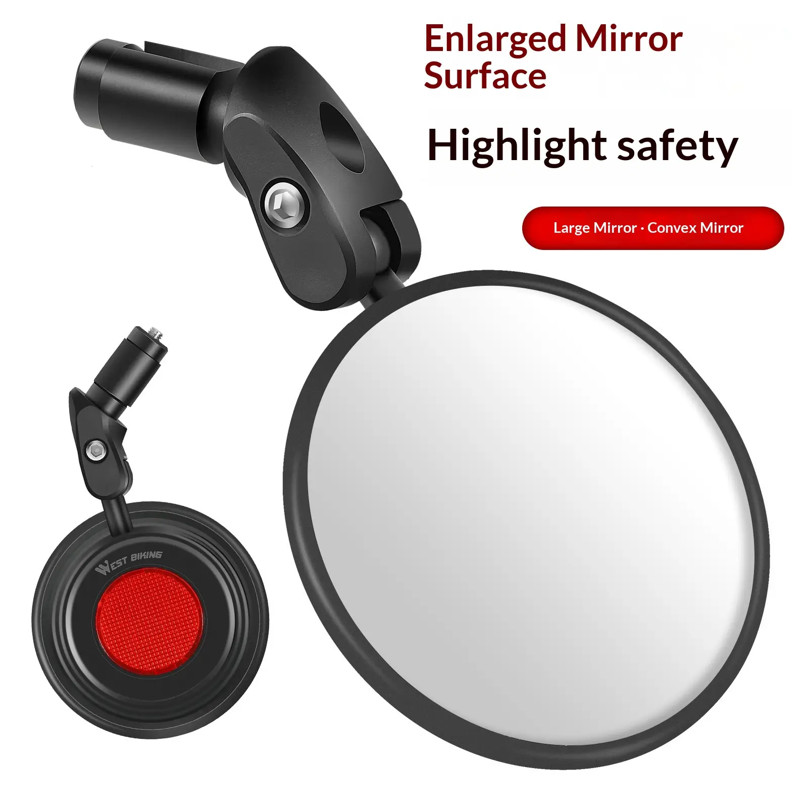 Large Convex Foldable Round Rearview Mirror For Cycling