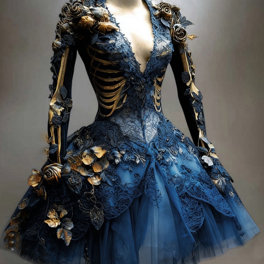 Women's Fashionable Versatile V-neck Long Sleeved Dress